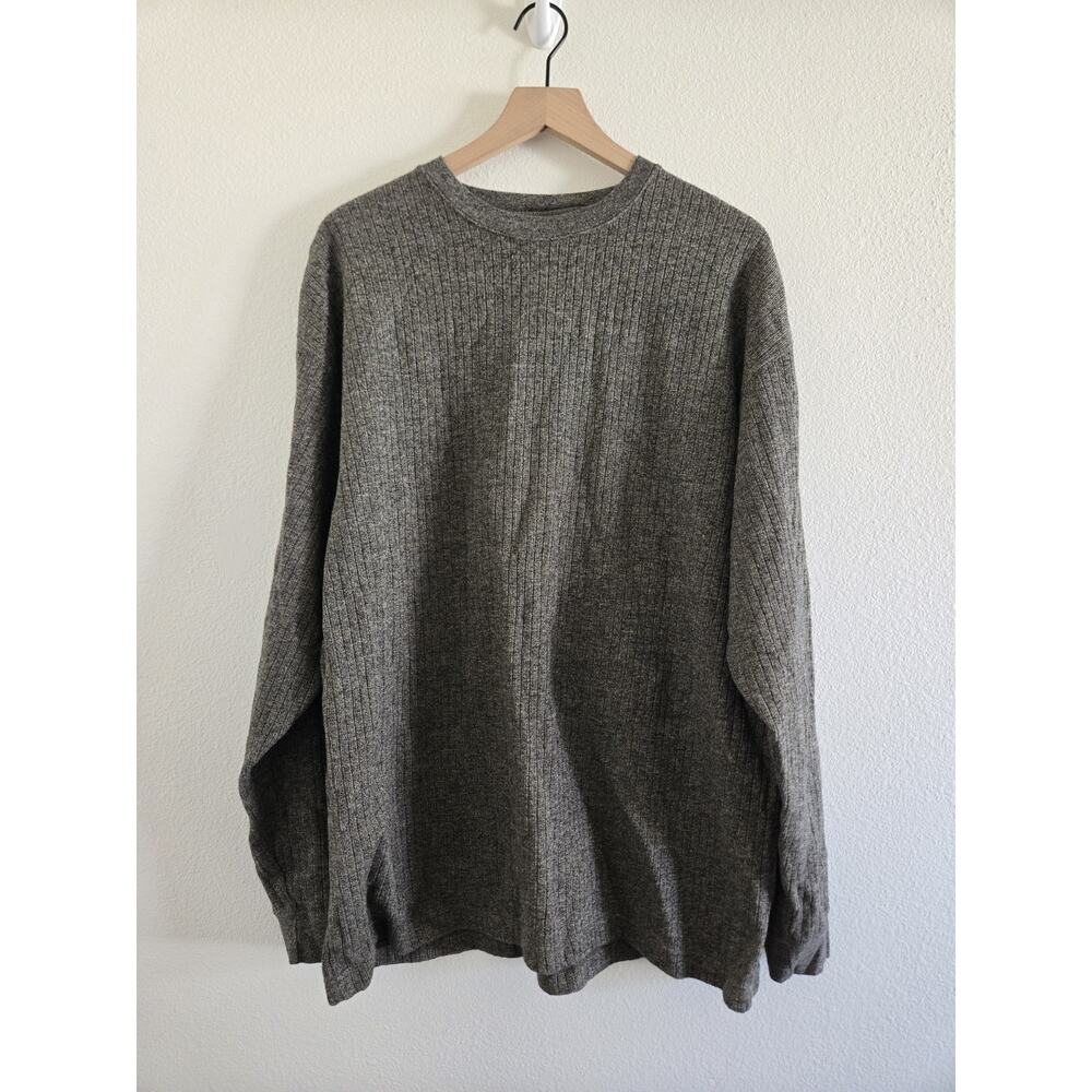 Mens Naturalife XXL Thick Long Sleeve 100% Cotton Pullover Shirt Ribbed Gray